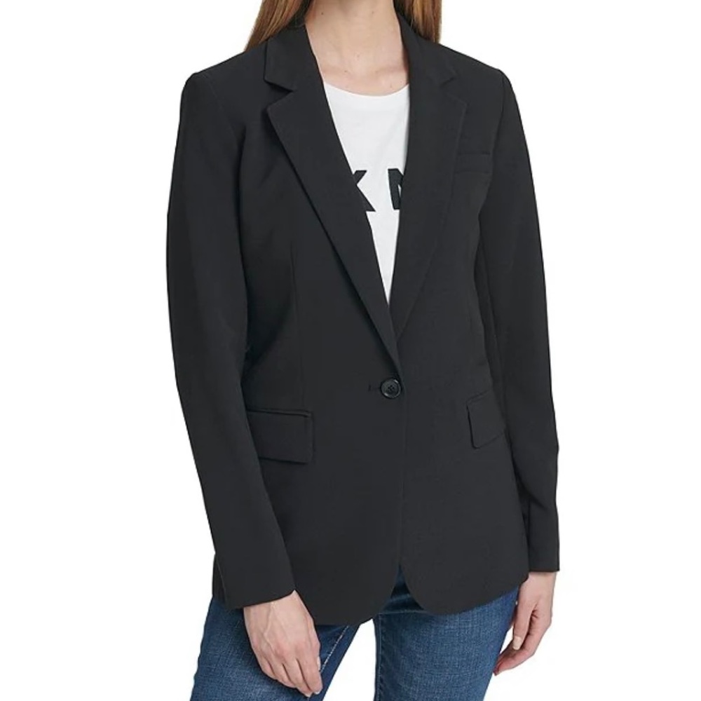 DKNY Notch Lapel Long Sleeve Woven Blazer